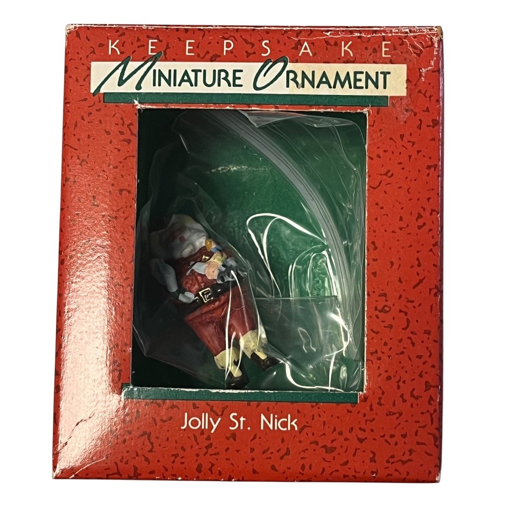 1988 Hallmark Keepsake Miniature Ornament Jolly St Nick Santa Claus QXM572-1‎